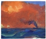Emil Nolde, Meer Mit Rotem Abendhimmel (Am Horizont Ein Qualmender Dampfer)