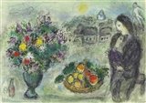 Le village vert aux fleurs et fruits