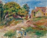 Arbres, maison, route et paysage