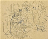 Femme assise au jardin