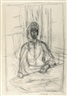 Alberto Giacometti, ANNETTE À TABLE À STAMPA - RECTO PERSONNAGES À TABLE - VERSO