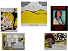 Roy Lichtenstein, 5 works: Look, Mickey; Crack!; Girl on Piano; Guid Hall
