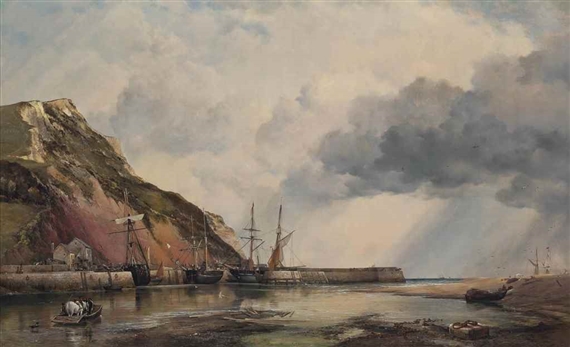 Edward William Cooke, Axmouth Harbour, Devon, low water