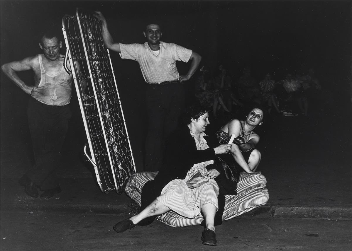 Weegee Women On A Mattress Sewing Pants Coney Island A Couple