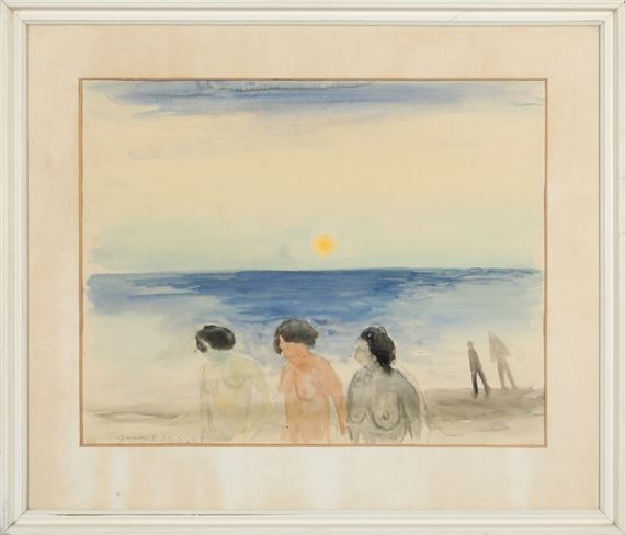 Jens Søndergaard Coastal scenery with three naked women MutualArt