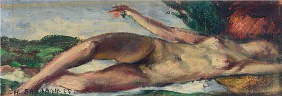 Georges Hanna Sabbagh Reclining Nude In A Landscape 1924 MutualArt