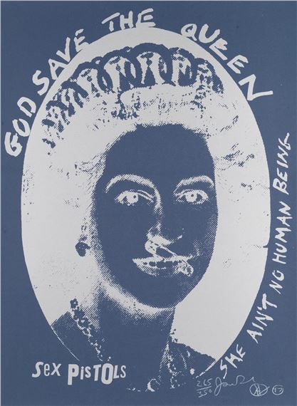Jamie Reid Sex Pistols God Save The Queen Postage Stamp Blue