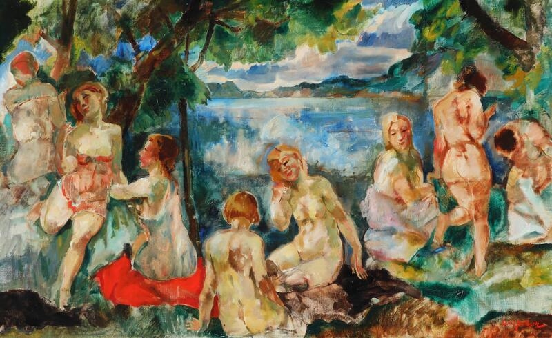 Ludvig Jacobsen Naked Women By A Forest Lake Mutualart