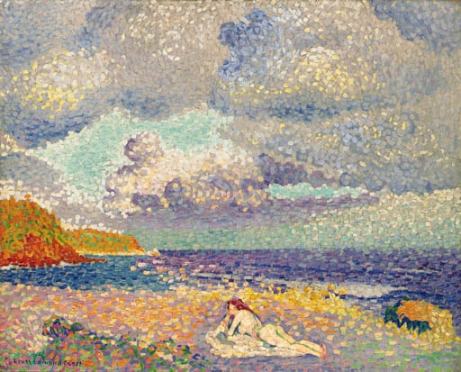 Henri Edmond Cross、AVANT L'ORAGE,LA BAIG Henri-Edmond Cross | Avant l'orage (La baigneuse) (1907 - 1908