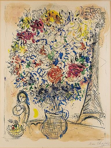 Marc Chagall | BOUQUET WITH EIFFEL TOWER (MOURLOT 222