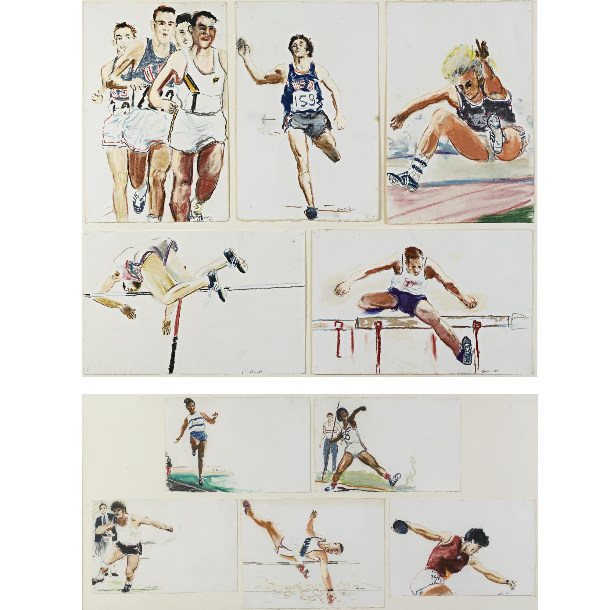 Billy Sullivan, Untitled: Ten Decathlon Drawings, Olympic Games, 1984, Los  Angeles