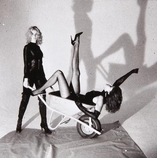 Helmut Newton  Untitled (Model in underwear with Louis Vuitton