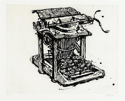 Contemporary artwork detail inspired visual for Large Typewriters