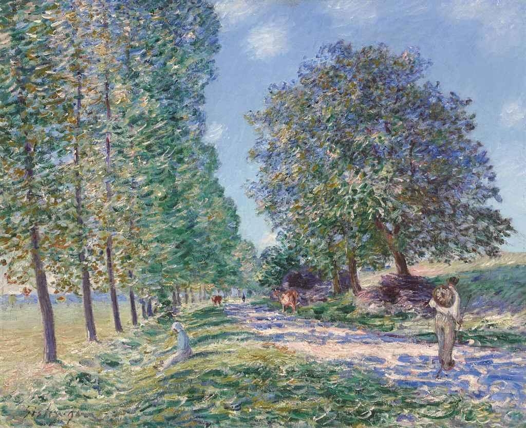 アルフレッド・シスレーL'ALLEE DES PEUPLIERS A MORET Allée de peupliers aux environs de Moret-sur-Loing by Alfred