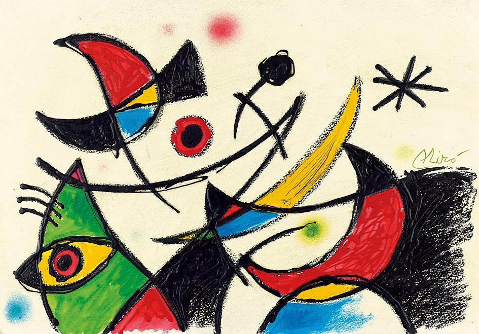 Joan Miró | Birds and Stars at Night (1969) | MutualArt