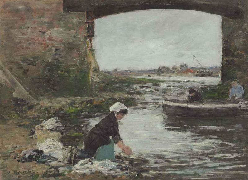 ウジェーヌ・ブーダンLAVEUSES AU BORD DE LA TOUQUES Fichier:Eugène Boudin - Laveuses au bord de la Touques (1885