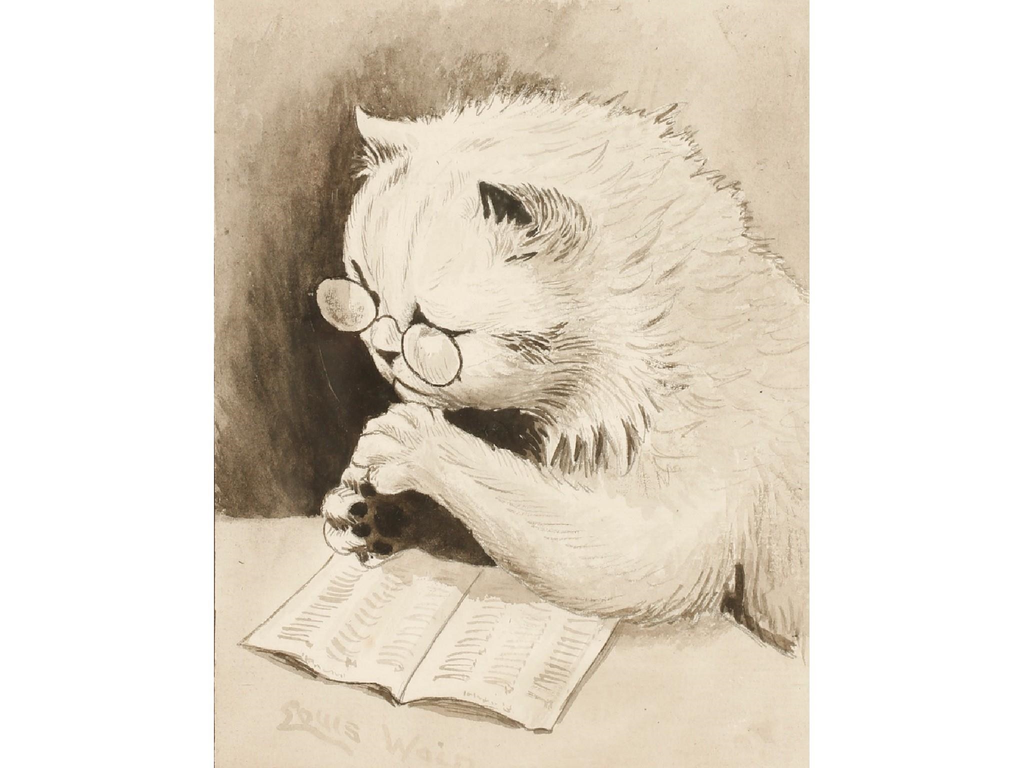 Cat at Work with Glasses Painting by Louis Wain - Fine Art America