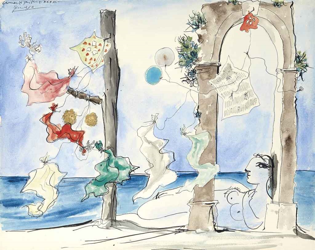 Pablo Picasso Compositon Nu sur la plage (1933) MutualArt