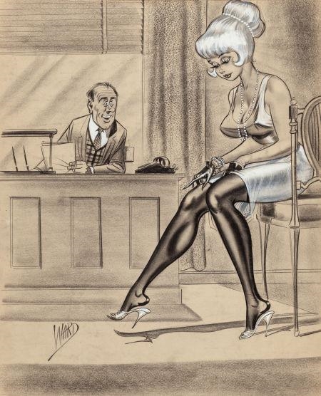 Bill Ward | We Pay Beginners $100 Top Salary, But, Er...Of Course There Are  Exceptions In Unusual Cases, Humorama cartoon illustration | MutualArt