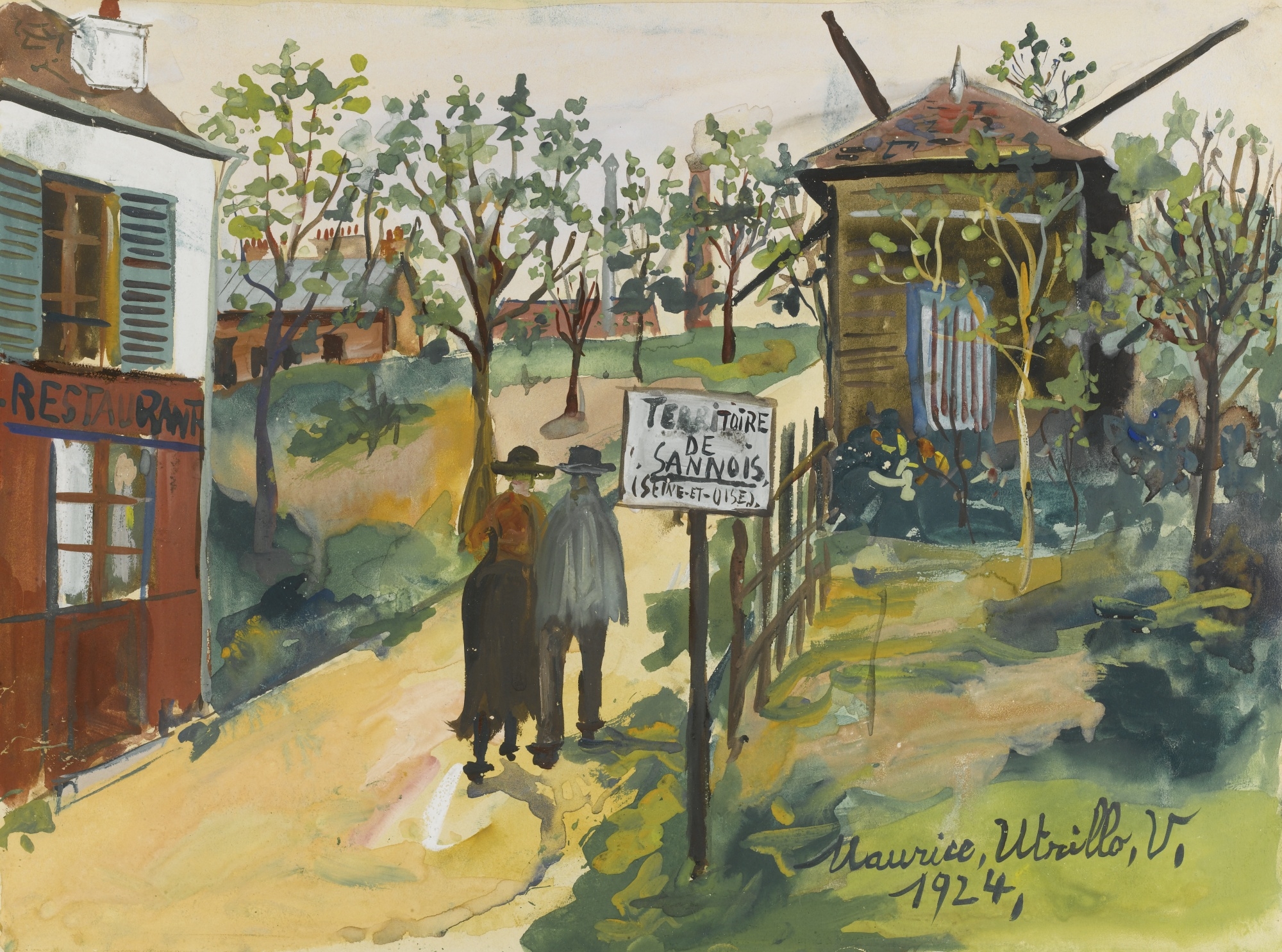 Maurice Utrillo、LANNOIS(SEINE ET OISE) Sannois (seine-et-oise) Artwork By Maurice Utrillo Oil