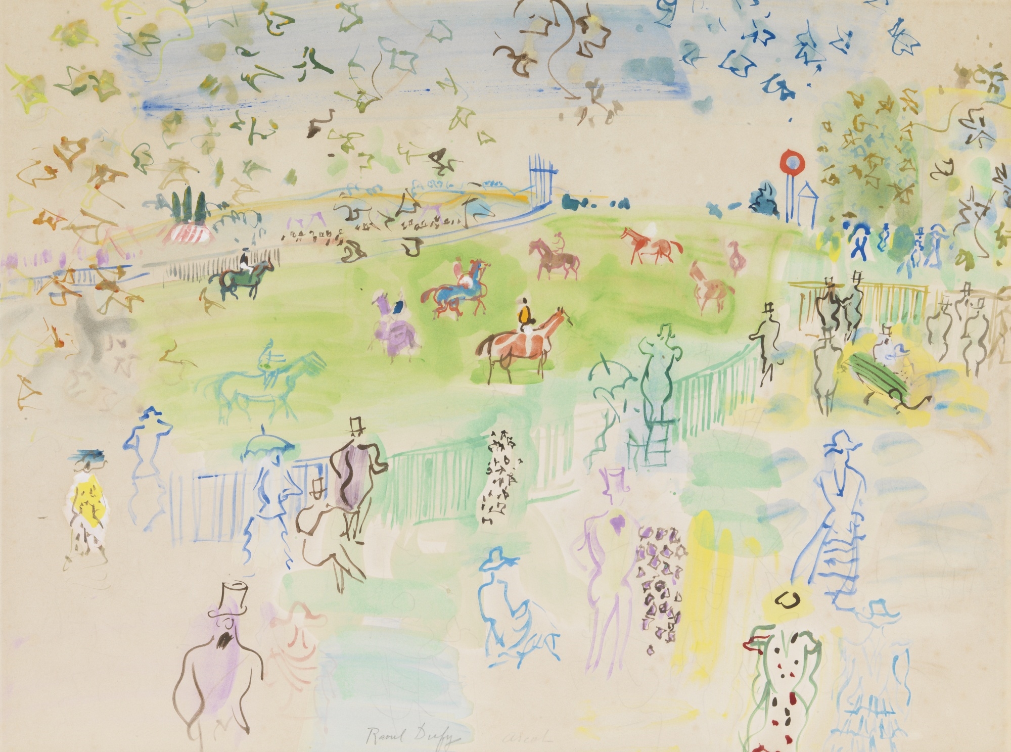 ラウル・デュフィ　LE CHAMP DE COURSES A ASCOT Raoul Dufy | LE CHAMP DE COURSES À ASCOT (1935) | MutualArt