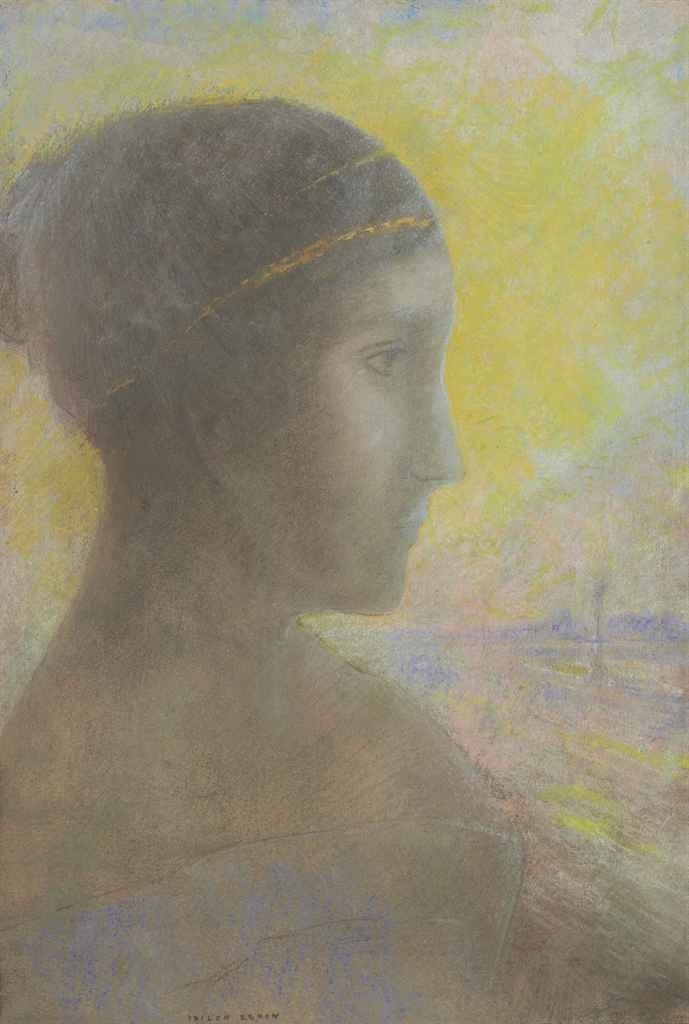 Odilon Redon | Femme de profil (Circa 1895) | MutualArt