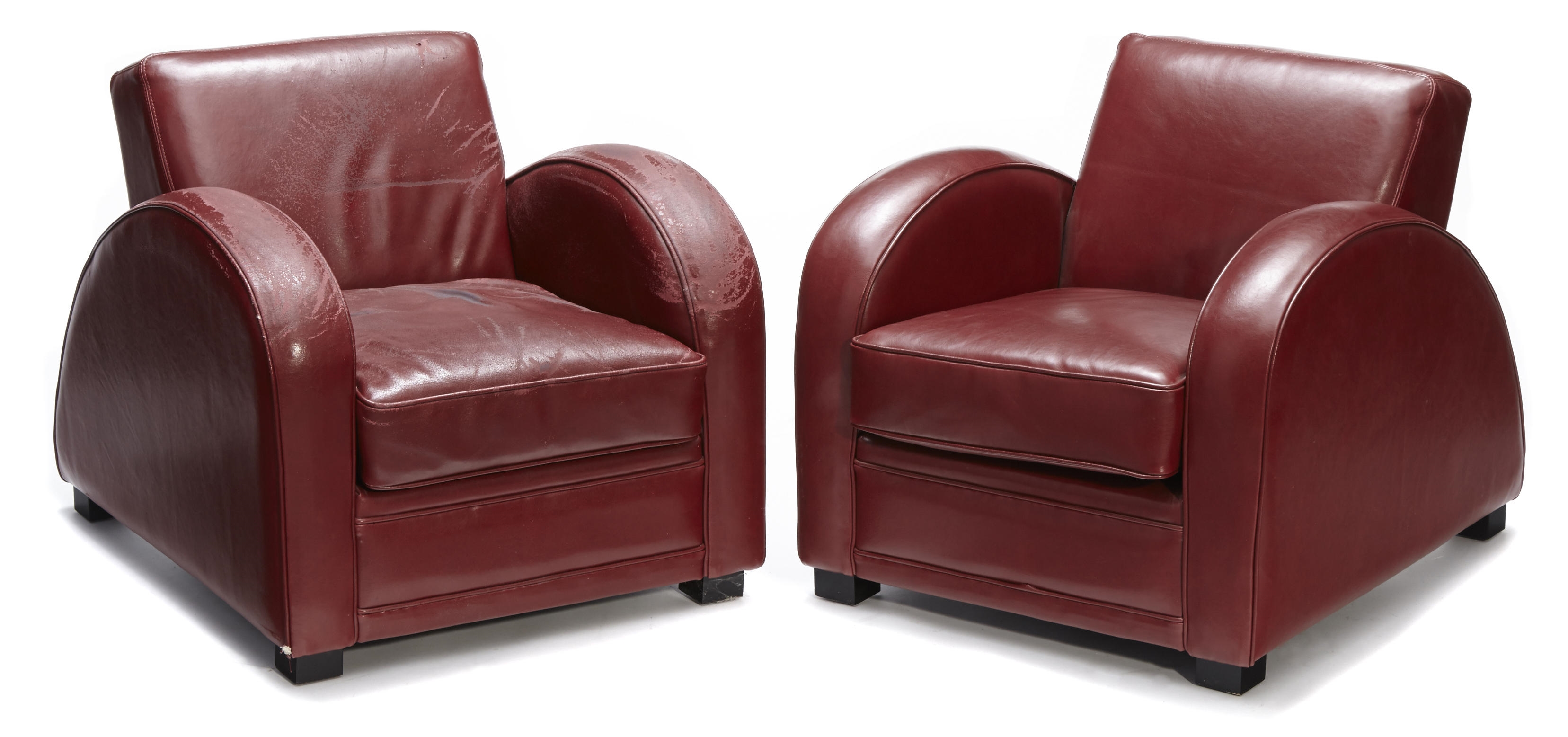 Red Faux Leather Club Chairs, Red Leather Club Chairs