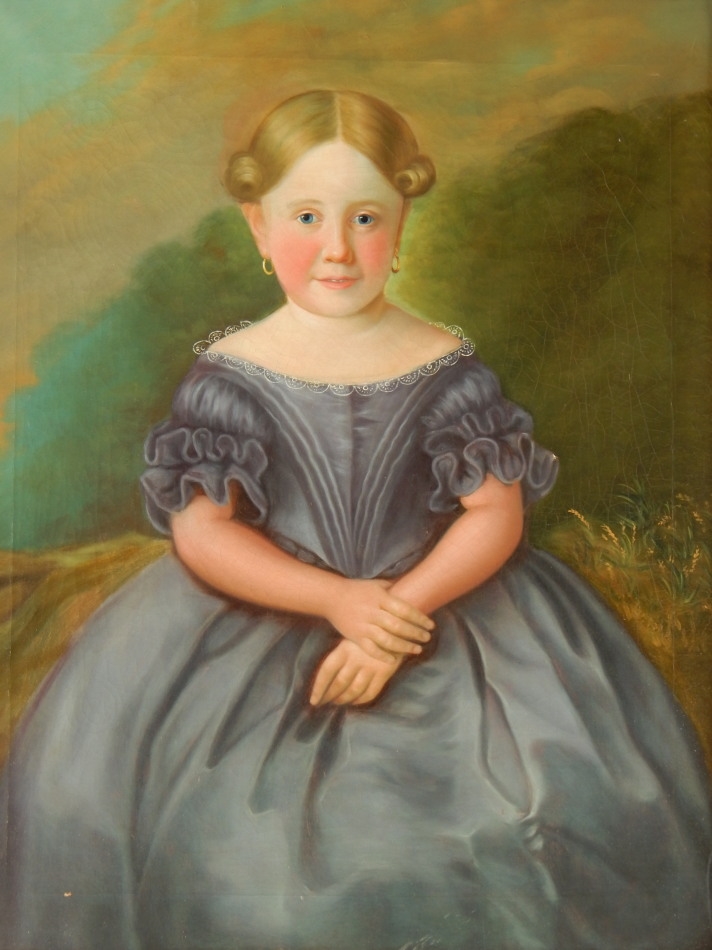 portrait of a young lady in a blue dress Portrait of young woman in blue dress, 1874 - Maurice Poirson