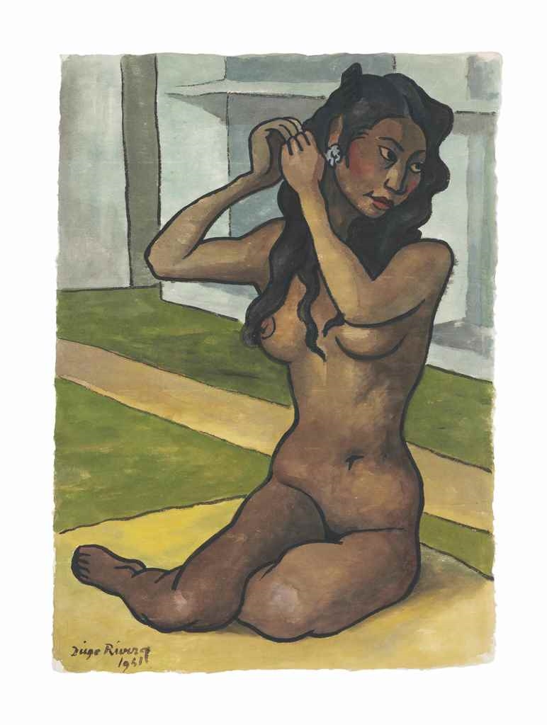 Diego Rivera | Mujer desnuda sobre petate (Nieves) (1941) | MutualArt