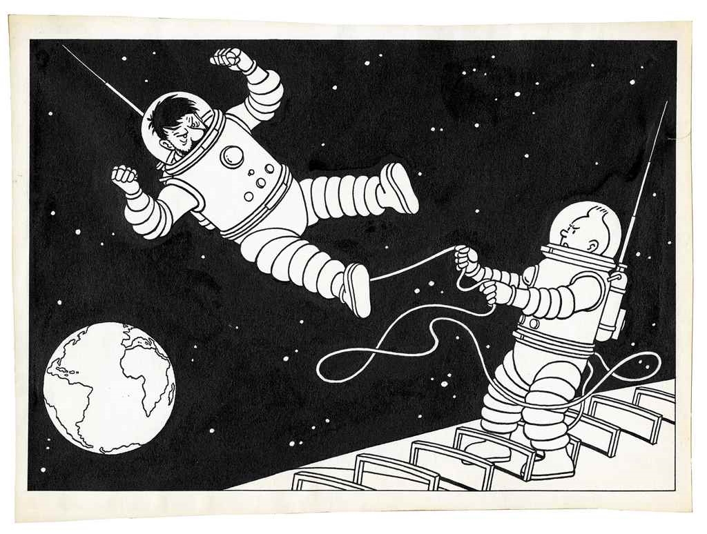 Calendrier 2023 Tintin Hergé | Tintin, On A Marché Sur La Lune (T.17), Casterman (1954) | Mutualart