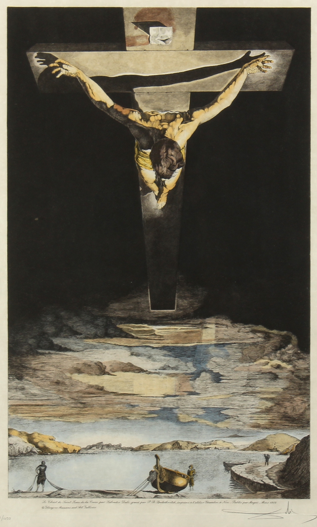 Salvador Dali 14 x 7.5 John of the Cross Christ of St 255gsm Satin art paper, Image Size: 356mm x 190mm 