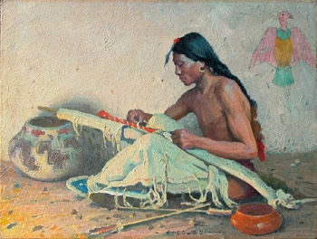 Eanger Irving Couse The Quiver Maker Giclee Fine Art Print on Canvas Wall 36" 