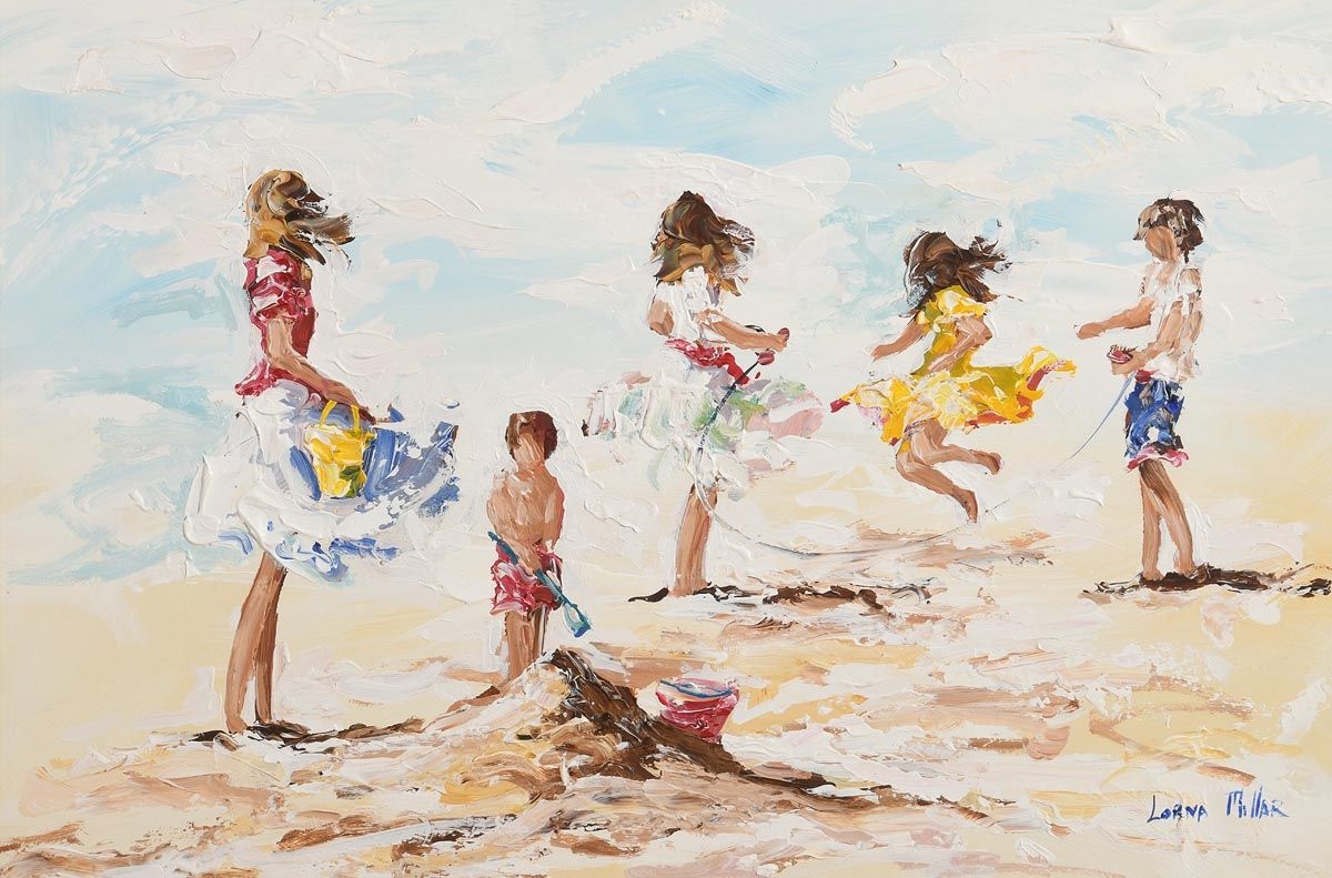 Lorna Millar | Children Skipping on the Beach | MutualArt