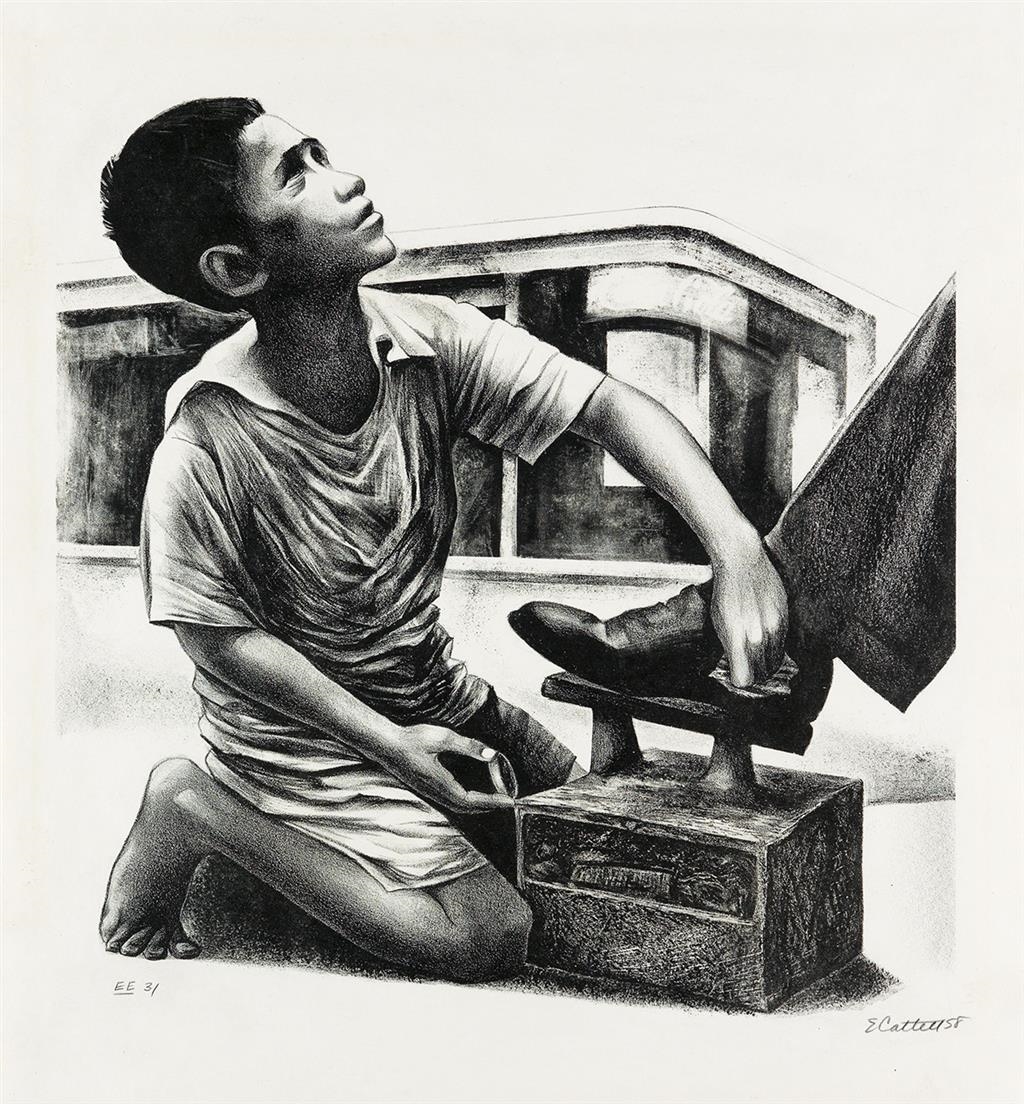 Elizabeth Catlett | Shoe Shine Boy (1958) | MutualArt