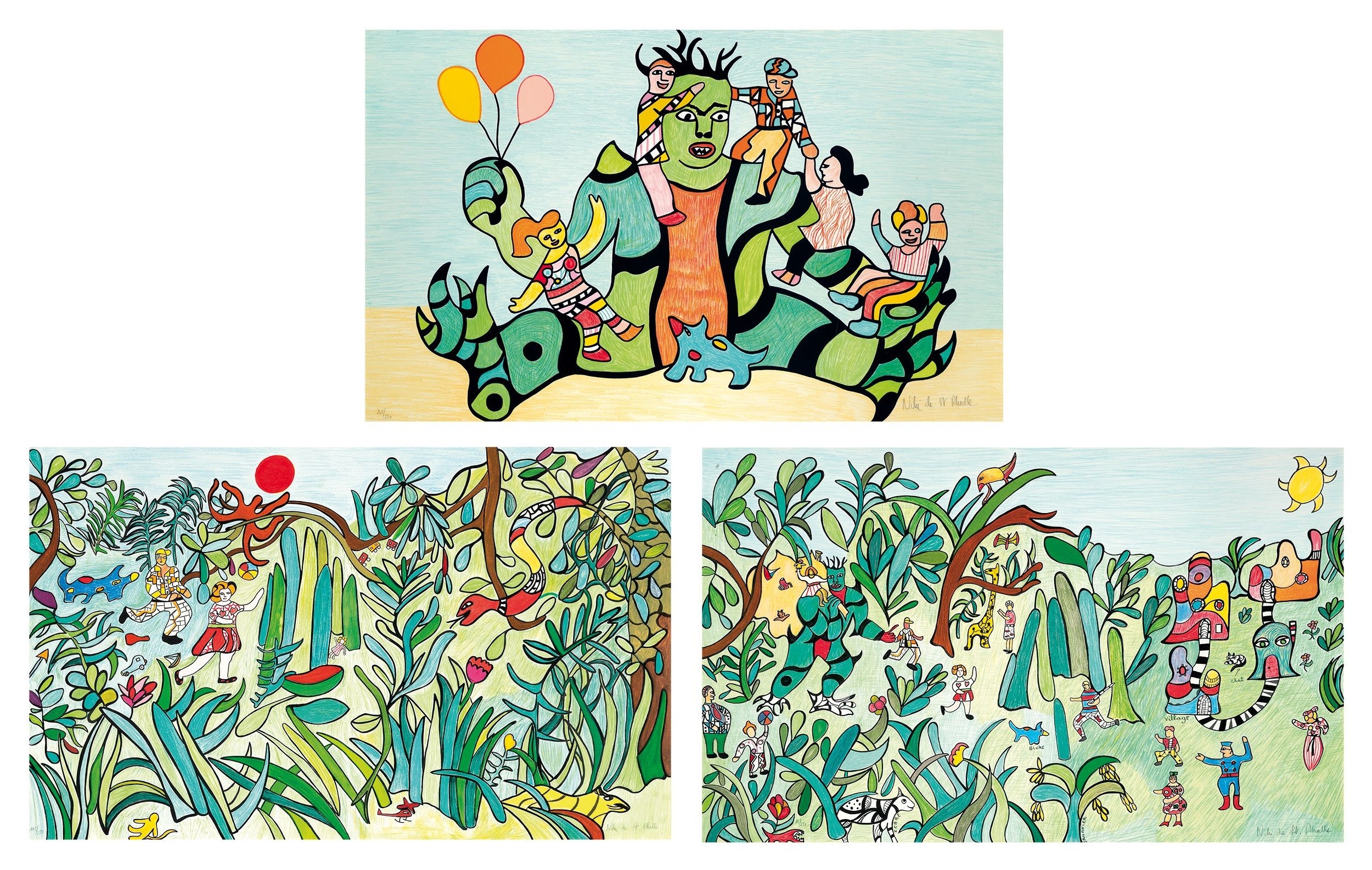 Niki de Saint Phalle, Three Works: Jungle I - Jungle II (Soleil rouge) -  Le Monstre (1993 - 1995)
