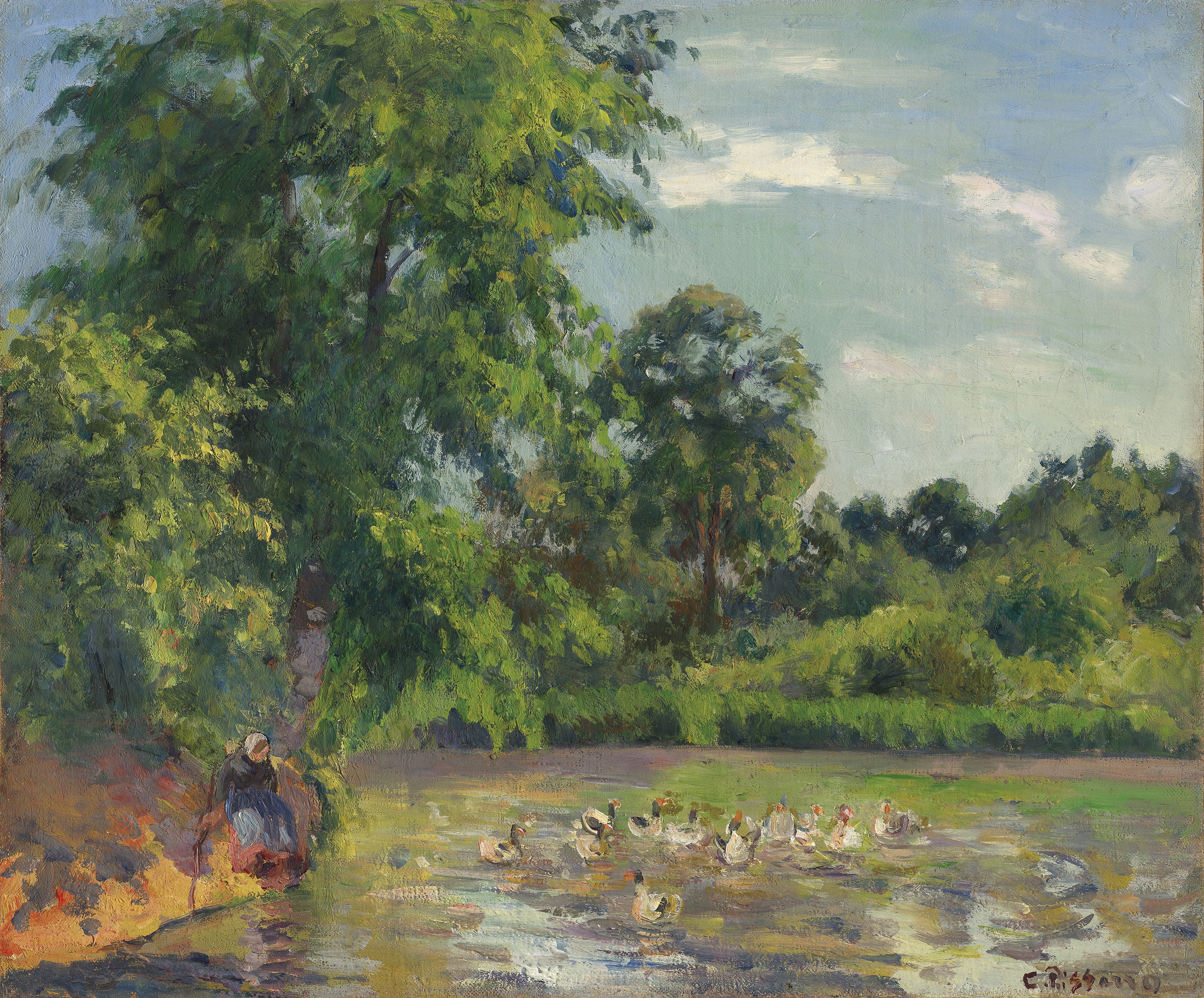Camille Pissarro | Canards sur l'étang de Montfoucault (ca. 1874