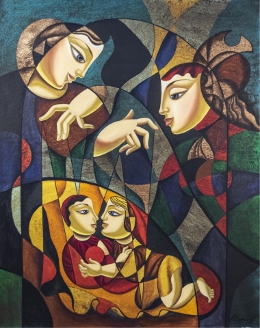 Misha Borisoff | Heart Strings, abstract family portrait of