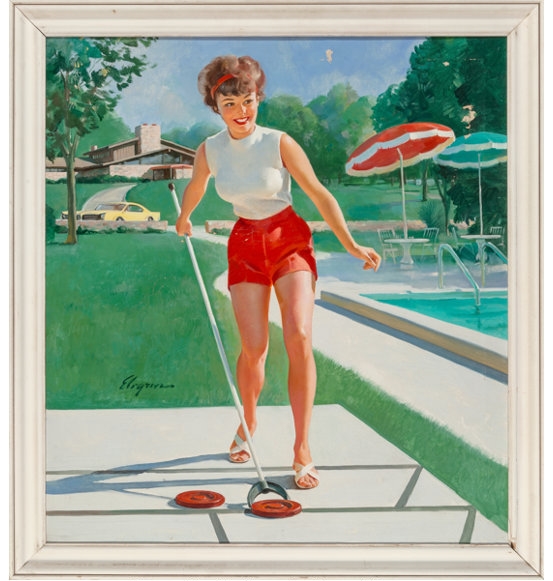 Gil Elvgren | Pin-Up Playing Shuffleboard, NAPA Auto advertisement