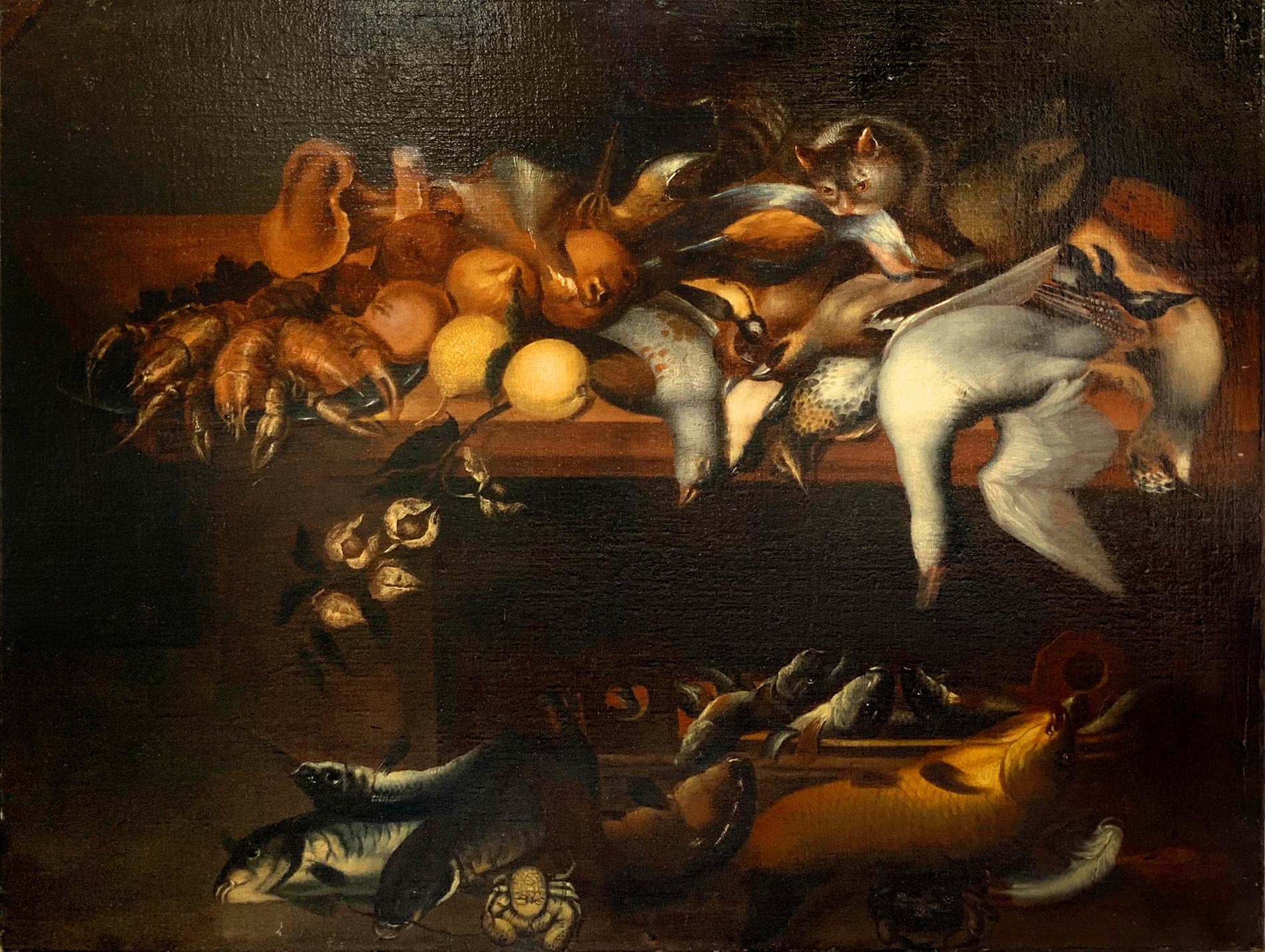 instans Generator Jeg spiser morgenmad Frans Snyders | Still life with game, fish, fruit and a cat | MutualArt