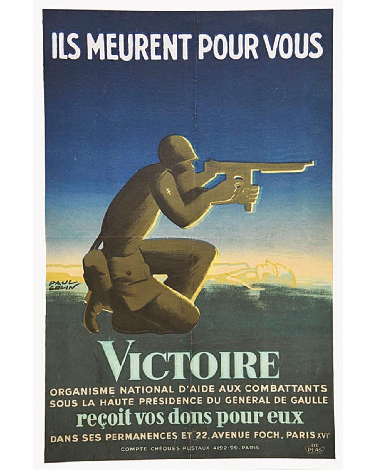 Affiche originale PAUL COLIN WW2 ILS MEURENT POUR VOUS 39x59cm poster 1649