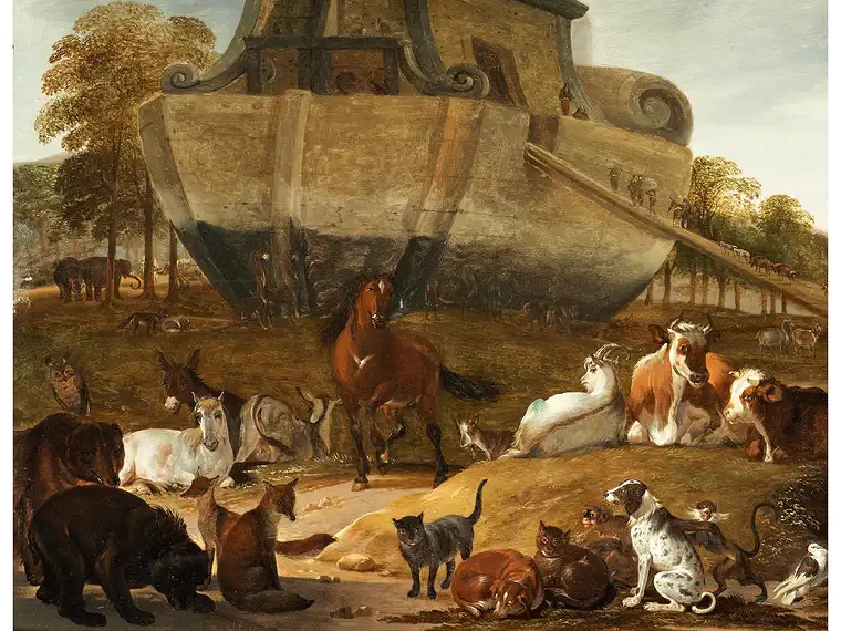 Cornelis Saftleven | ANIMALS ENTERING NOAH'S ARK | MutualArt