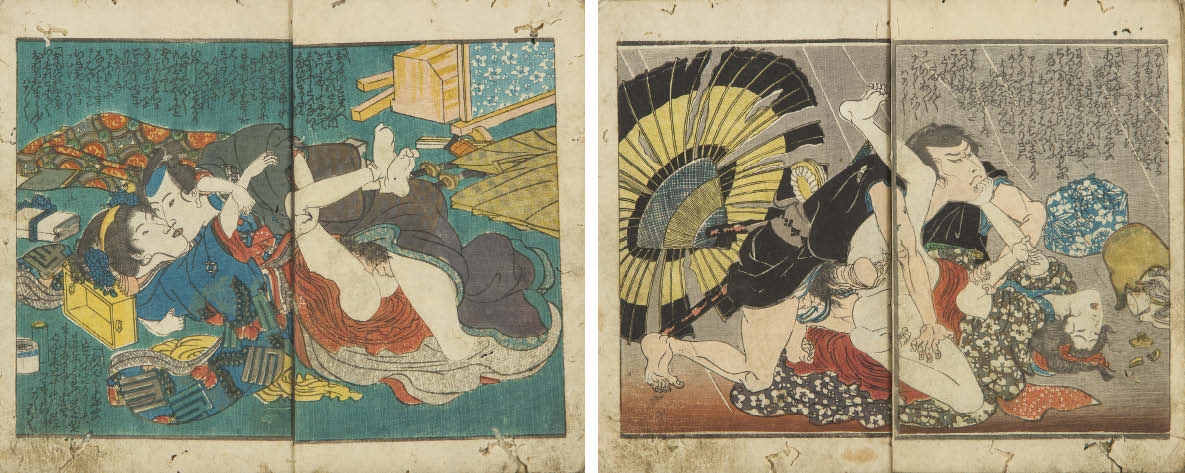 STUDIO ART手描きボーンチャイナ置物オシドリ Utagawa Kuniyoshi | Adamakura chushingura shohen ( shunpon