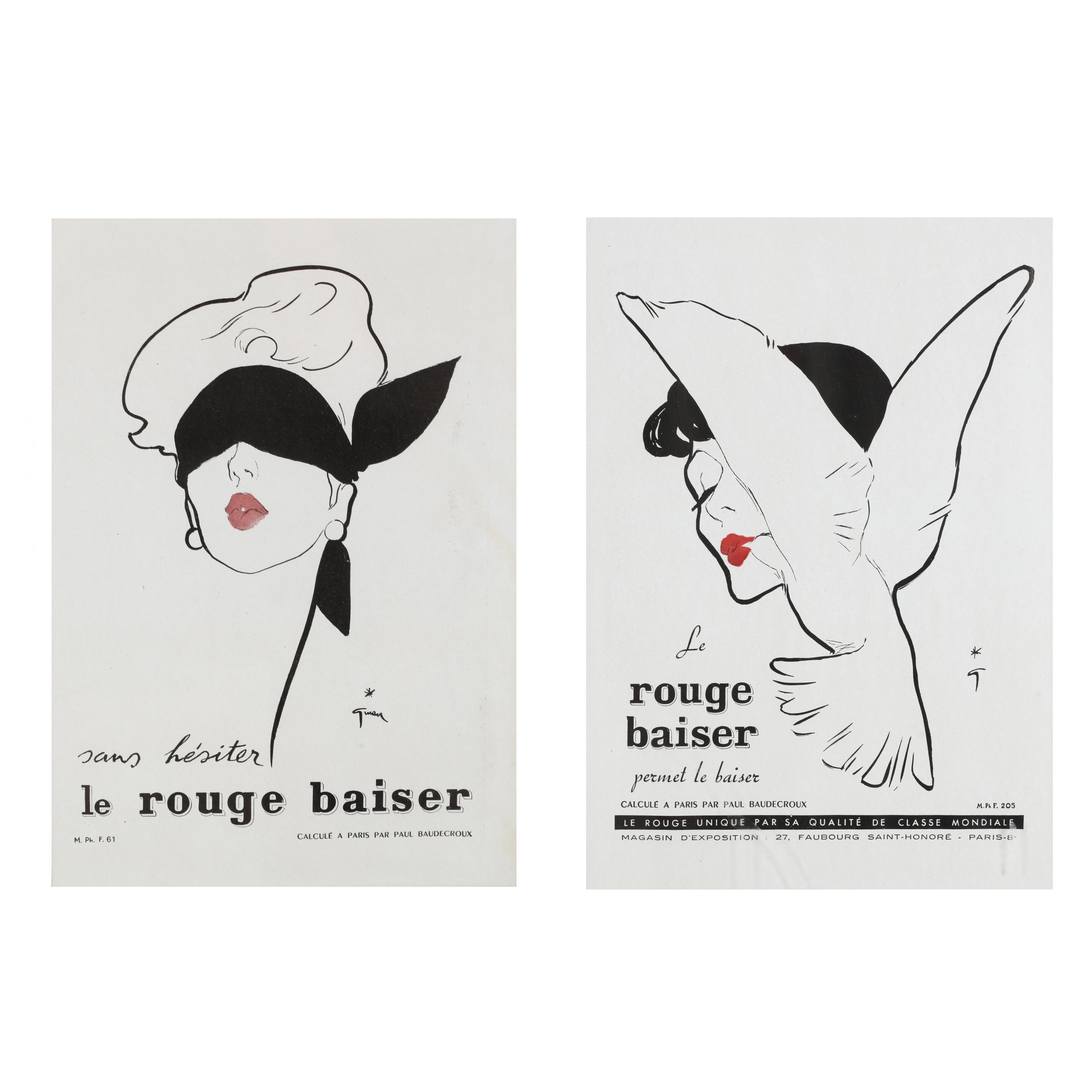 Le Rouge Baiser、Paris 1948/ルネ グリュオ/ポスター rouge baiser - eurodeco
