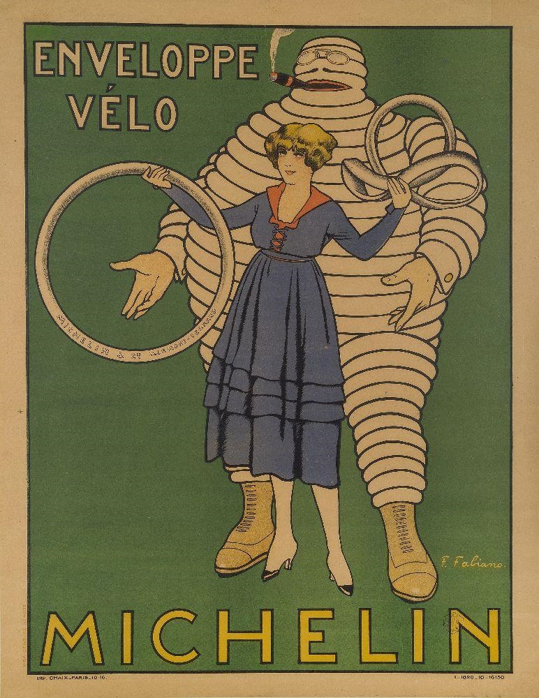 Magnet with historical truck tire poster - de l'Aventure Michelin