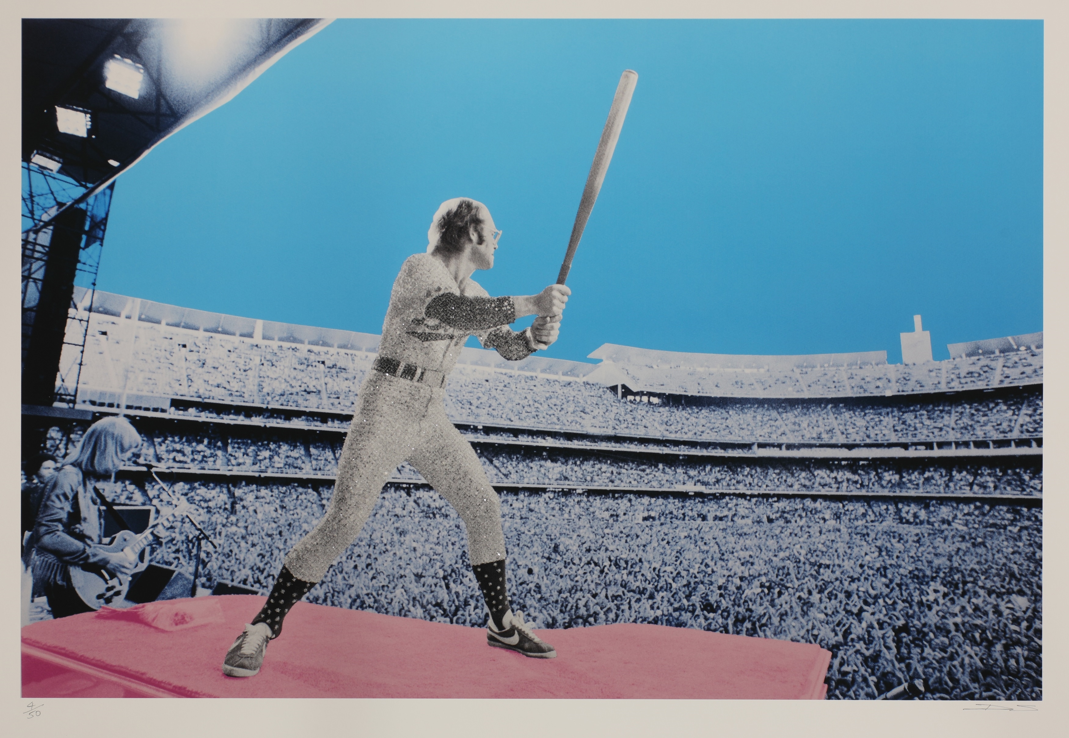 Elton John Home Run: Dodger Stadium 1975 screen print with diamond dust -  David Studwell