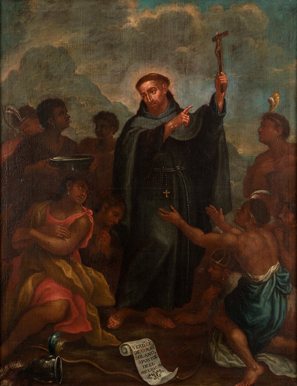 Peruvian School, 18th Century | SAN FRANCISCO SOLANO, APÓSTOL DEL NUEVO  MUNDO, PREDICANDO | MutualArt