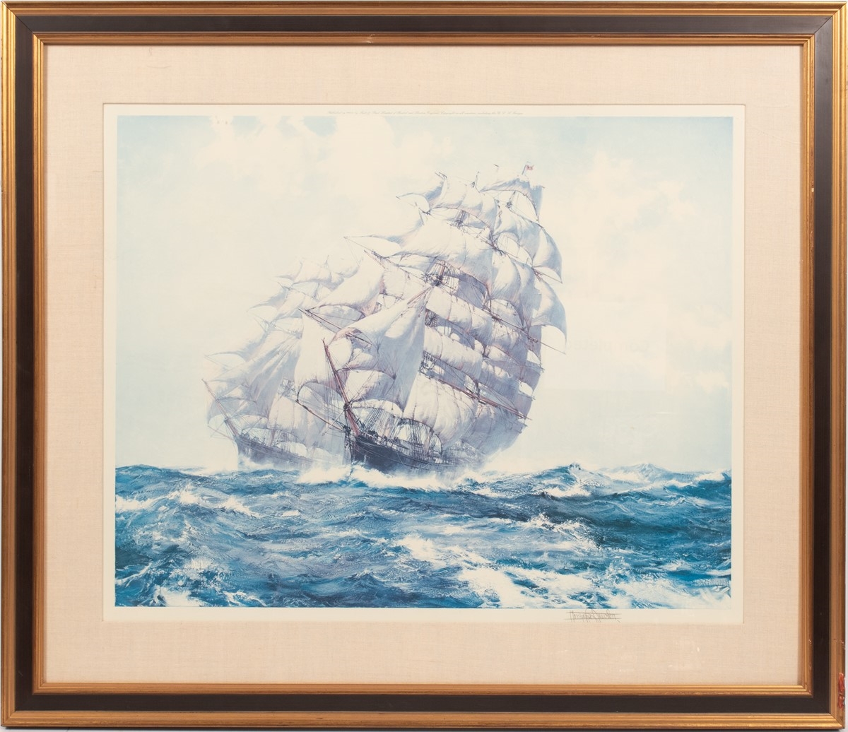 Montague Dawson The Rising Wind Signed Print 38 x 26 1969 Frost & Reed