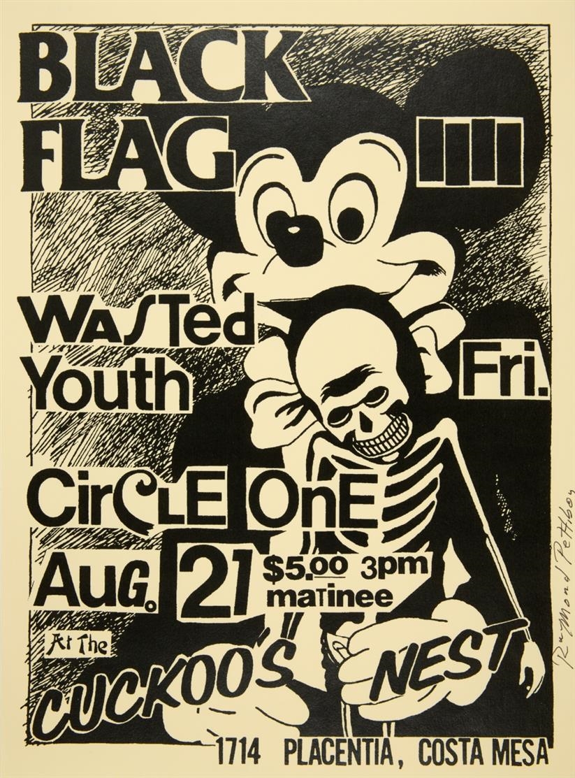 Raymond Pettibon, Raymond Pettibon illustrated Black Flag punk flyer  (early Raymond Pettibon) (1980)