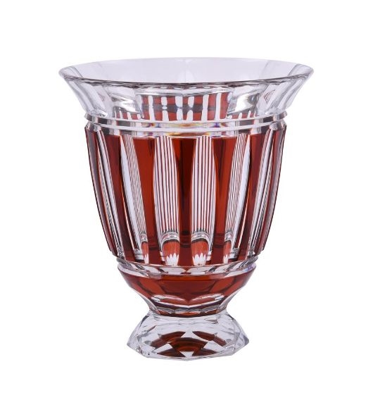 Val Saint Lambert | A Val St. Lambert clear cut glass and ruby overlaid urn  shaped vase | MutualArt