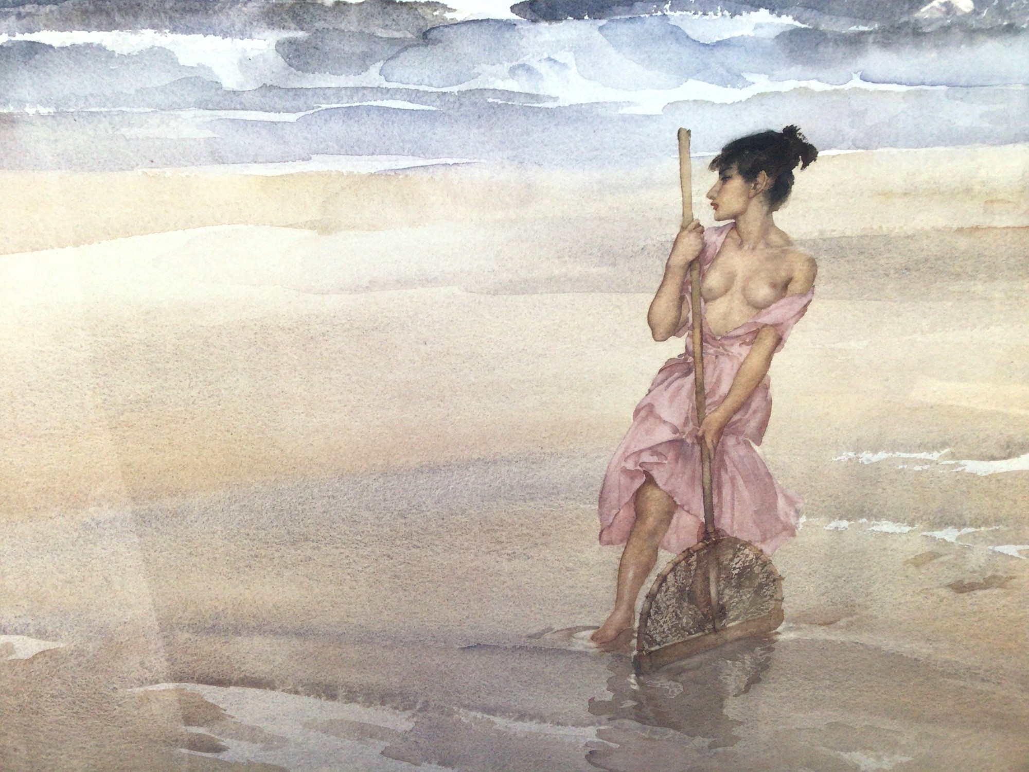 W．RUSSELL FINT（W.ラッセル　フリント）、海辺の漁師の娘 William Russell Flint | Semi-clad fisher girl on the shore | MutualArt